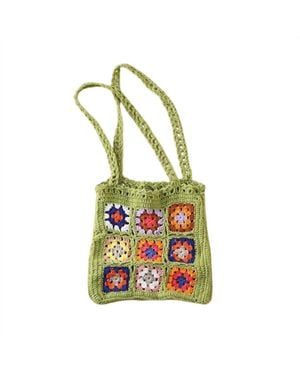 Judson & Co. Crochet Granny Square Mini Tote Bag - Green