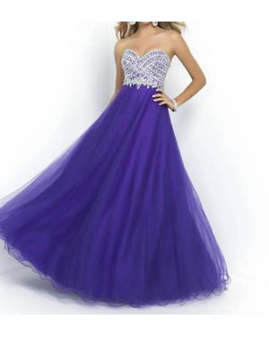 Blush Prom Strapless Beaded Bodice Ball Gown - Purple