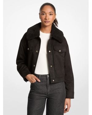 Michael Kors Outlet Microsuede Trucker Jacket - Black