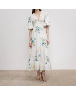 byTiMo Linen Ruffle Maxi Dress - Natural