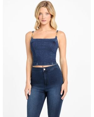 Guess Eco Bailee Chain Denim Top - Blue