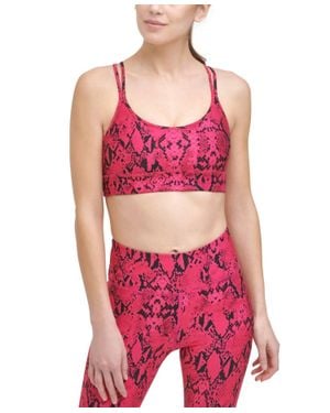 DKNY Activewear Sport Snake-Embossed Sports Bra - Red