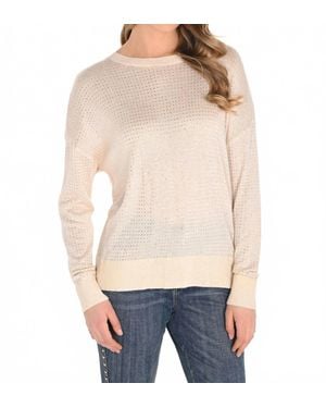 FRANK LYMAN Crew Neck Crystal Top - Natural