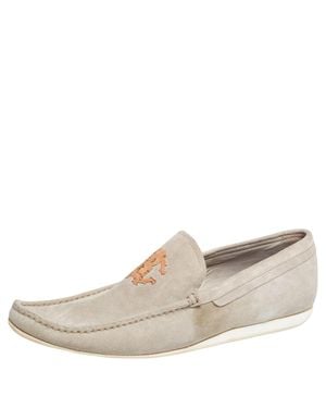Roberto Cavalli Robert Cavalli Suede Logo Loafers - Natural