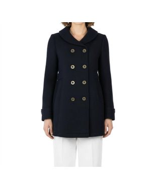Tulle Double Breasted Coat With Shawl Collar - Black