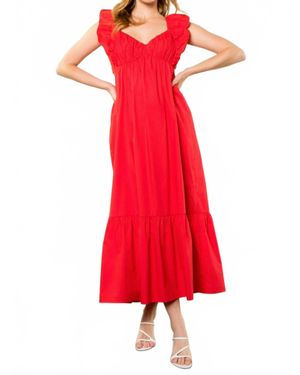 Thml Flutter Sleeve Poplin Dress - Red