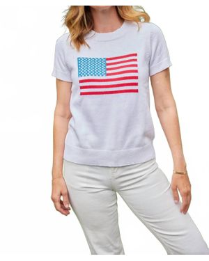 Sail To Sable Short Sleeve Flag Sweater - White