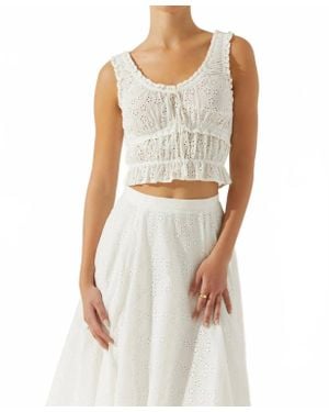 Astr Kissel Tiered Eyelet Top - White