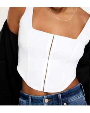 GOOD AMERICAN Poplin Hook Corset Top - White