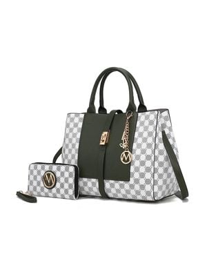 MKF Yuliana Circular Print Satchel Bag With Wallet - Green