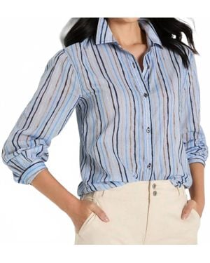 NIC+ZOE Drifty Painted Stripe Shirt - Blue