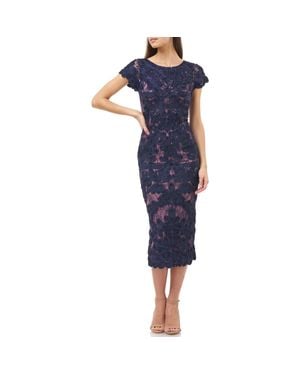 JS Collections Soutache Boatneck Midi Dress - Blue