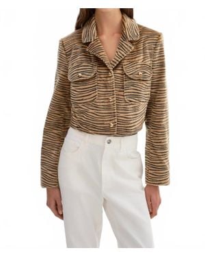 Lamarque Jaylee Faux Hair Print Jacket - Brown
