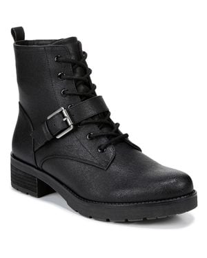 Naturalizer Quaid Faux Leather Block Heel Combat & Lace-Up Boots - Black
