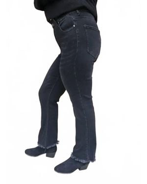 Zenana Raw Attitude Fray Hem Crop Jeans - Blue
