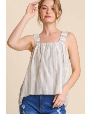 Umgee Ruched Straps Sleeveless Top - Natural