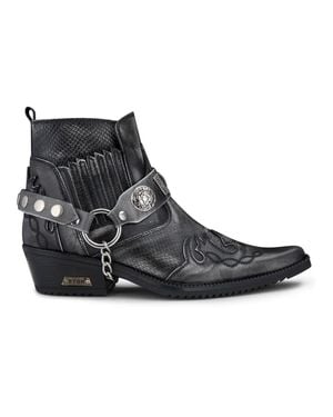 Etor Ankle Cowboy Real Leather Wincklepickers Boots - Black