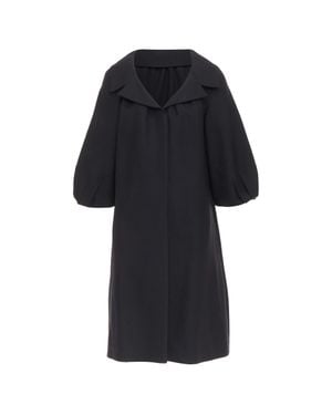 Giambattista Valli Wool Puff Sleeve Long Coat - Black
