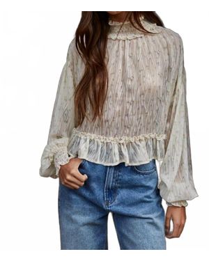 By Together Woven Polyester Floral Print See Through Smocked Top - Gray