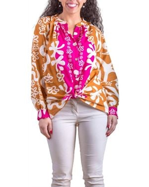 Gigi Moda Two-Tone Aloha Print Shirt - Pink