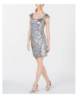 Calvin Klein Metallic Sequin Sheath Dress - White