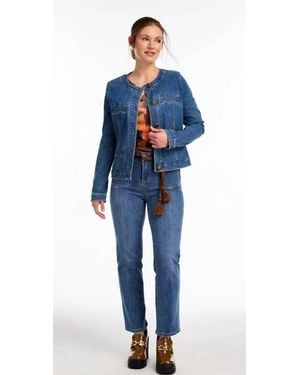 Fdj Denim Collarless Jean Jacket - Blue