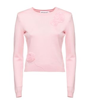 Self-Portrait Flower Lace Sweater - Pink