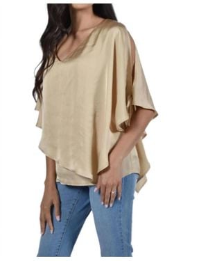 FRANK LYMAN V-Neck Tie Sleeve Top - Natural