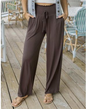 Grace and Lace Smocked Lounge Pants - Brown