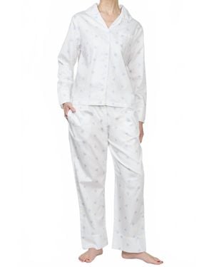 Haute Home Bee Long Sleeve Pajama Set - White