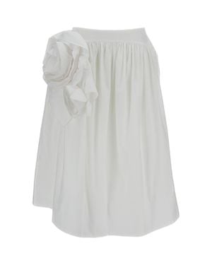 Simone Rocha Pressed Rosette 3D Floral Midi Skirt - White