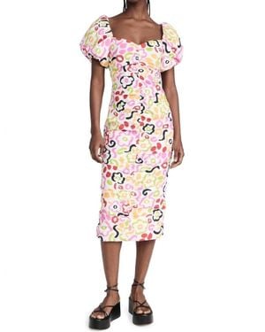 RHODE Tessa Painted Bloom Midi Dress - White