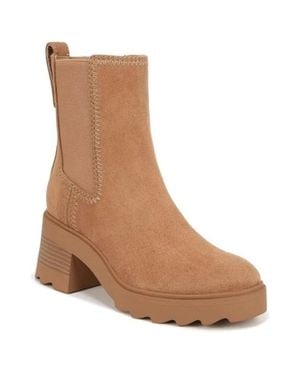 Zodiac Teresa Boots Round Toe Block Heel Ankle Chelsea Lion591 - Brown