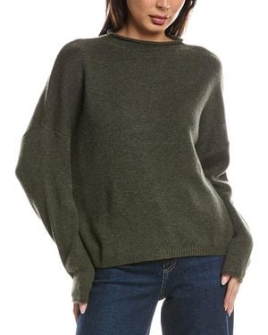 Forte Slouchy Roll Trim Cashmere Pullover - Green