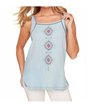 Renuar Embroidered Tank Top - Blue