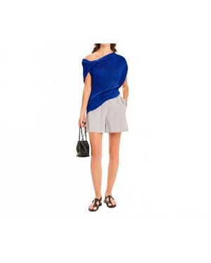Kourbela Seashells Knit Draped Top - Blue