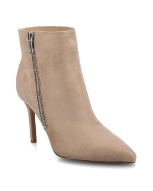 Journee Collection Leyna Medium And Wide Width Zipper Detail Dress Booties - Brown