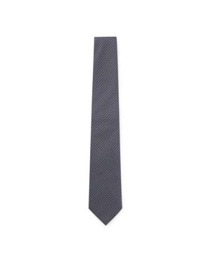 BOSS Diagonal-Stripe Tie - Gray