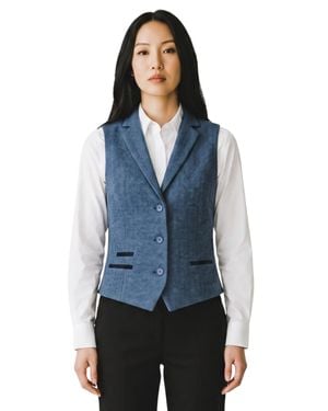 TruClothing Tweed Herringbone Tailored Fit Waistcoat - Blue