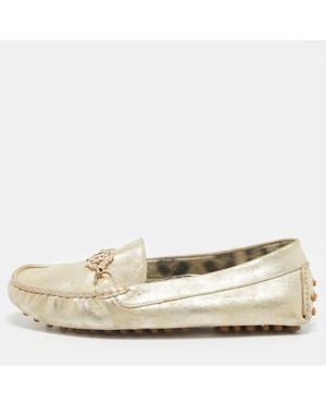 Roberto Cavalli Suede Slip On Loafers - Metallic