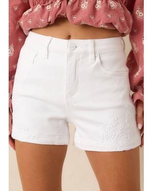 Risen Sweet Lace High Rise Denim Shorts - White