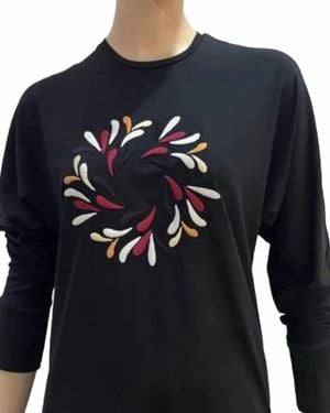 Simondona Crewneck Long Sleeve Top With Drawstring Bottom - Blue