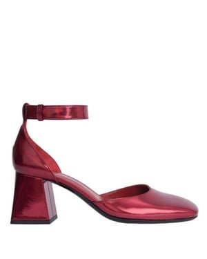 BY FAR Judy Iridescent Square-Toe Pumps - Red