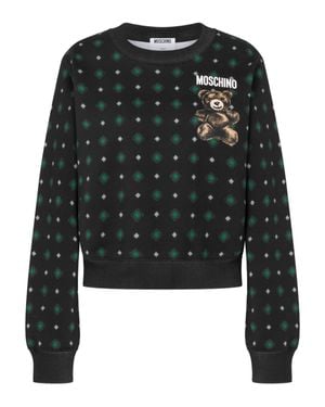 Moschino Organic Cotton Cropped Teddy Bear Sweatshirt - Black