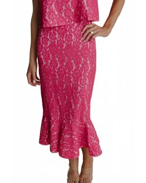 Laroque Cece Lace Midi Skirt - Pink
