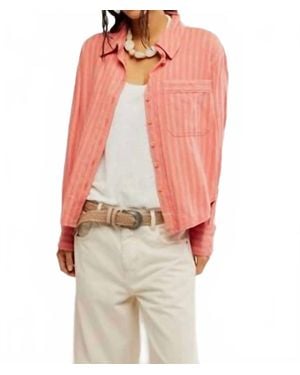 Free People Striped Linen Laurel Top - Red