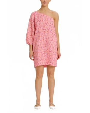 Something Navy Mini Floral One Shoulder Dress - Pink