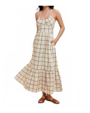In-Loom Grid-Print Cotton Maxi Dress - Natural