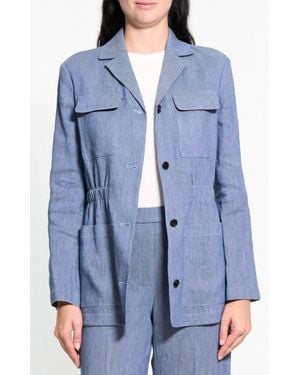 Theory Fluid Linen Cinched Jacket - Blue