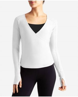 Danskin Barre Wrap Long Sleeve Top - White